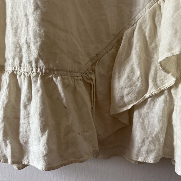 Claudio Milano Women's Linen Boho Dress Natural Medium Zipper - Picture 4 of 9